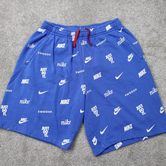 Nike AOP Shorts Mens Large Blue All Over Print Cotton/Polyester Drawstring - Picture 1 of 11